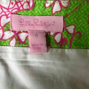 Lilly Pulitzer Ruffled Skirt, Green an Oink Butterfly Pattern, Pockets, 8